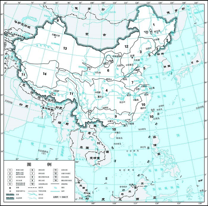 中国河流地图